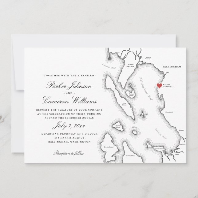 Schooner Zodiac Bellingham Bay WA Carte Mariage (Devant)