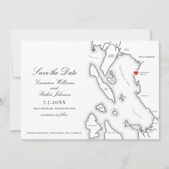 Schooner Zodiac Bellingham Bay WA Carte Mariage (Devant)