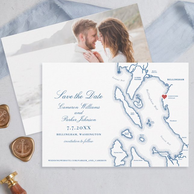 Schooner Zodiac Bellingham Bay WA Map Wedding  Save The Date (Creator Uploaded)