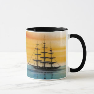 Schooners at Sunset Design Coffee Mug