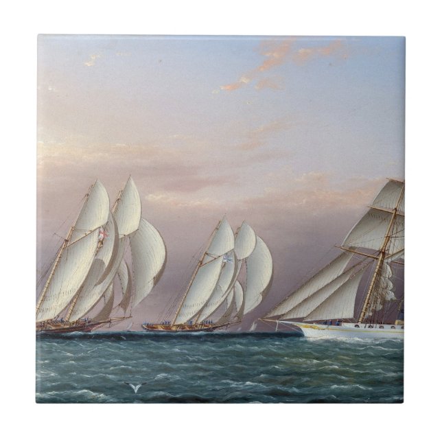 Schooners Dreadnought and Columbia 1870 Tile (Front)