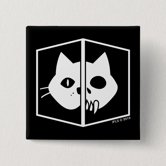 Schrödinger Cat Graphic 2 Inch Square Button (Front)