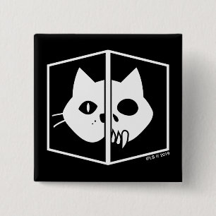 Schrödinger Cat Graphic 2 Inch Square Button