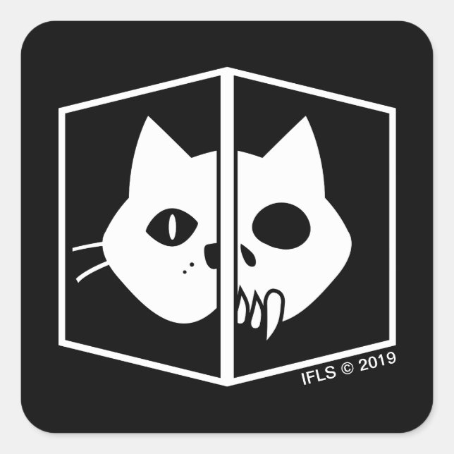 Schrödinger Cat Graphic Square Sticker (Front)