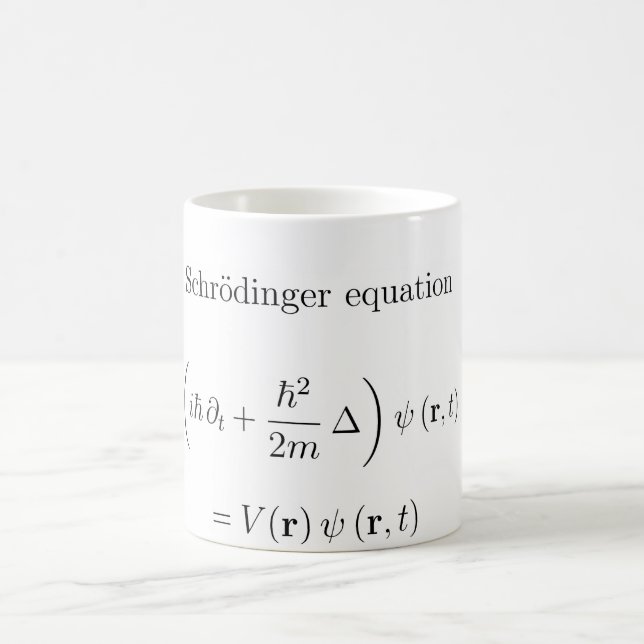 Schrodinger equation with name coffee mug (Center)