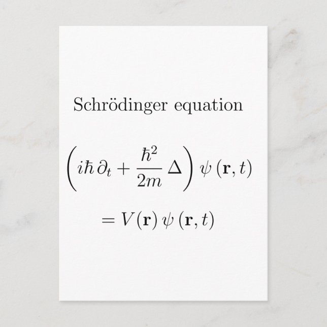 Schrodinger equation with name postcard (Front)
