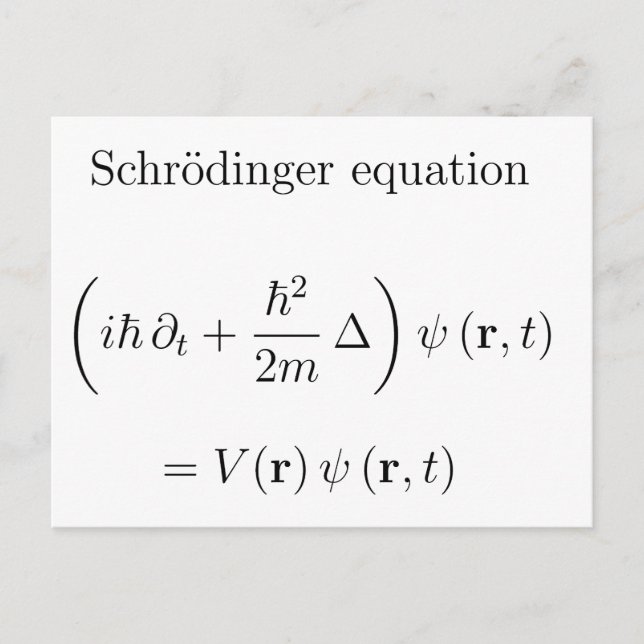 Schrodinger equation with name postcard (Front)