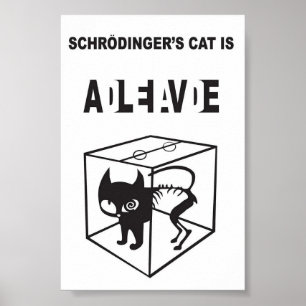 Schrödinger’s Cat Alive and Dead – Quantum Physics Poster