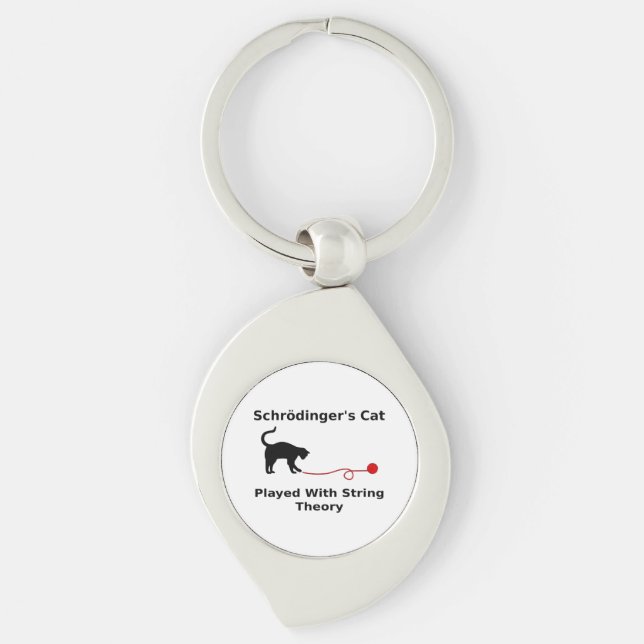 Schrödinger’s Cat Played With String Theory Keychain (Front)