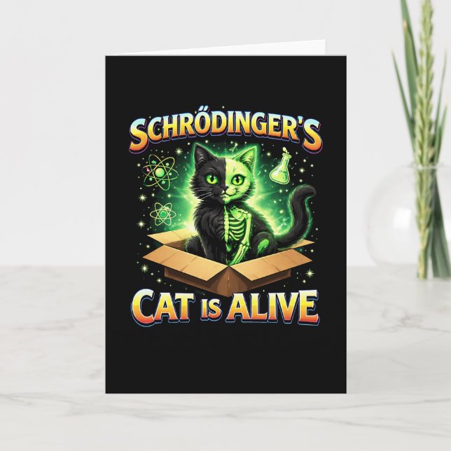 Schrödinger’s Curious Cat Holiday Card (Front)
