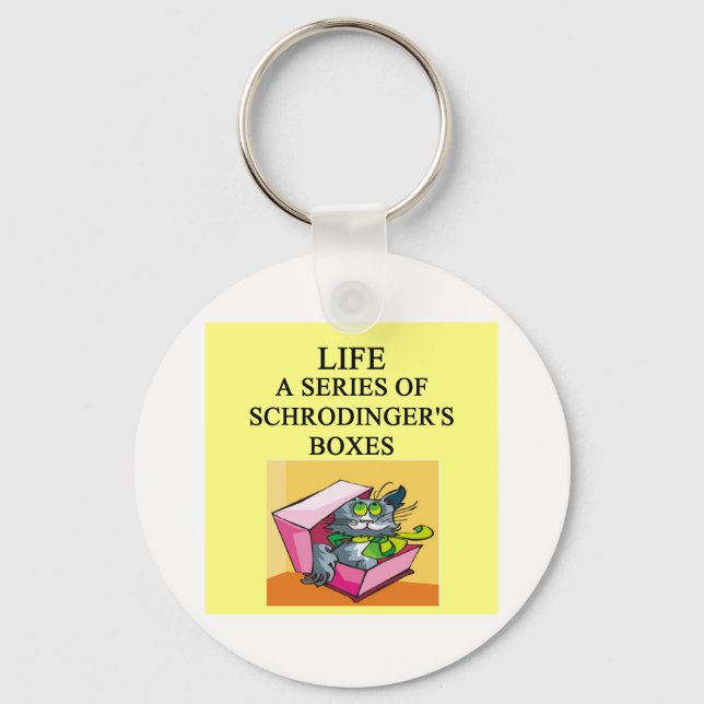 schrodinger's cat box joke keychain (Front)