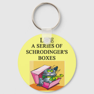 schrodinger's cat box joke keychain