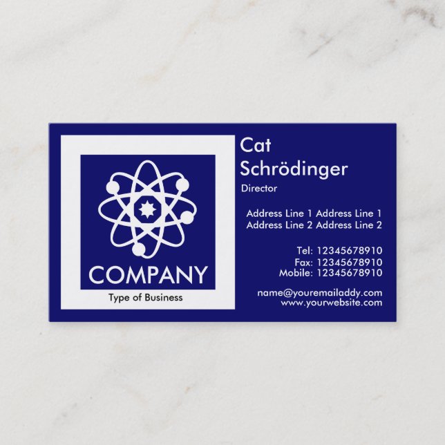 Schrödinger's Cat - Dark Blue Business Card (Front)