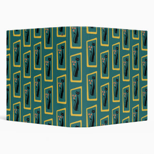 Schrödinger's Cat Mid Century Modern dark blue Binder
