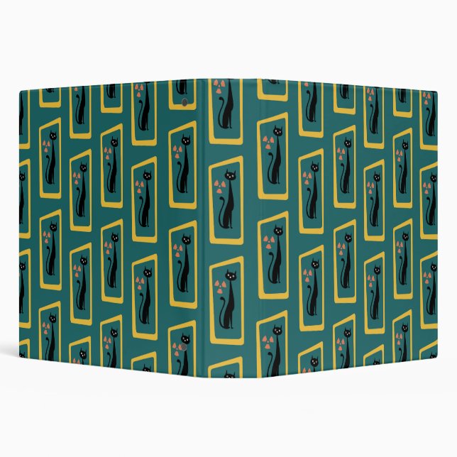 Schrödinger's Cat Mid Century Modern dark blue Binder (Background)
