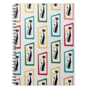 Schrödinger's Cat Mid Century Modern multicolored Notebook