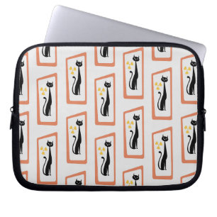 Schrödinger's Cat Mid Century Modern orange Laptop Sleeve