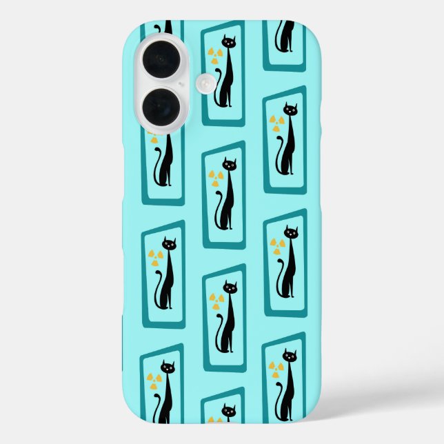 Schrödinger's Cat Mid Century Modern pale blue Case-Mate iPhone Case (Back)