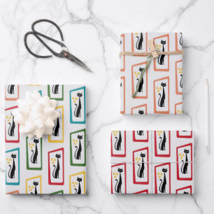 Schrödinger's Cat Mid Century Modern variety pack Wrapping Paper Sheet