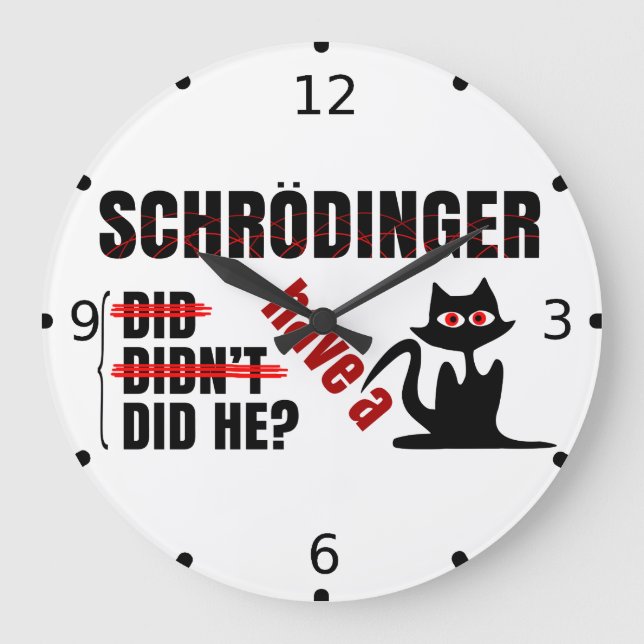 Schrodinger's Dillema Large Clock (Front)