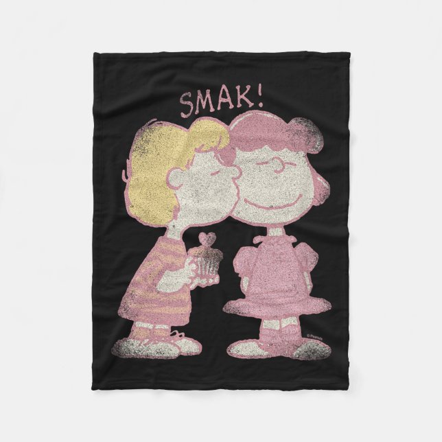 Schroeder &amp; Lucy Valentine's Day Kiss  Fleece Blanket (Front)