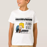 Schroeder Charlie Brown Music T-Shirt<br><div class="desc">Check out this fun Schroeder graphic as he plays music on his piano as the Charlie Brown zig zag stripe.</div>