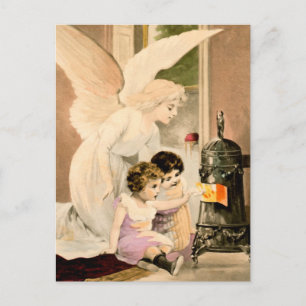Schutzengel, Kinder und Feuer Postcard