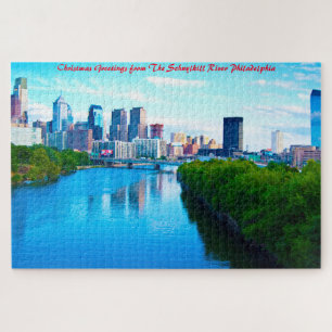 Schuylkill River Philadelphia. Christmas Greetings Jigsaw Puzzle