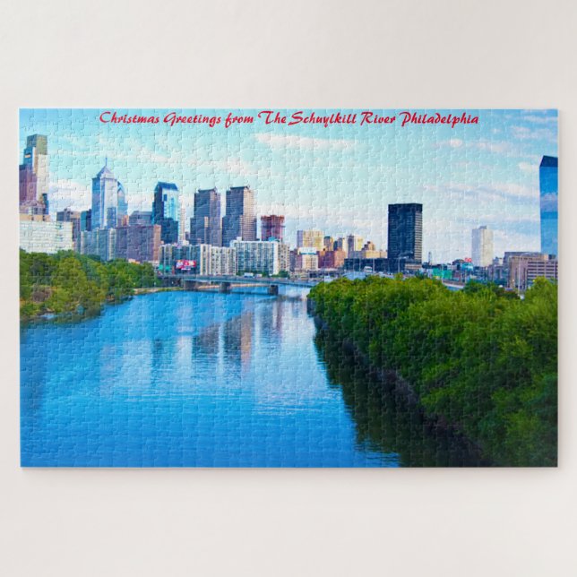 Schuylkill River Philadelphia. Christmas Greetings Jigsaw Puzzle (Horizontal)
