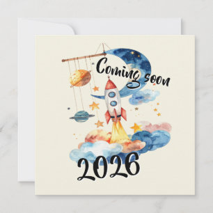 Schwangerschaft verkünden 2026 Rakete Weltraum Holiday Card