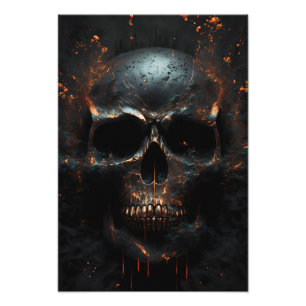 Schwarz matter Totenkopf mit Bronze Photo Print