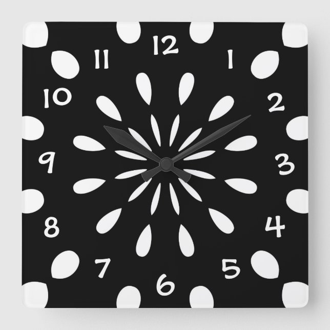 Schwarz und Weiß Square Wall Clock (Front)