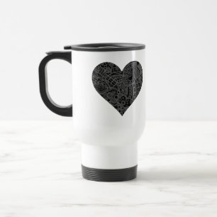Schwarz-weißes Herz Travel Mug