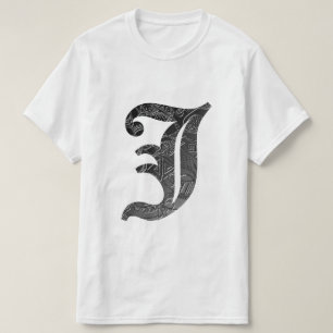 Schwarze Buchstabe "J" im gotischen Stil T-Shirt