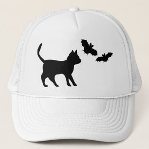 Schwarzer Kater mit Fledermaus Trucker Hat