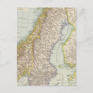 Schweden, Norwegen - Sweden and Norway Map Postcard