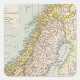 Schweden, Norwegen - Sweden and Norway Map Square Sticker