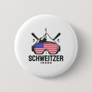 Schweitzer Idaho Usa Ski Retro Skiing 2 Inch Round Button