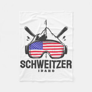 Schweitzer Idaho Usa Ski Retro Skiing Fleece Blanket