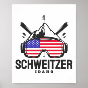 Schweitzer Idaho Usa Ski Retro Skiing Poster