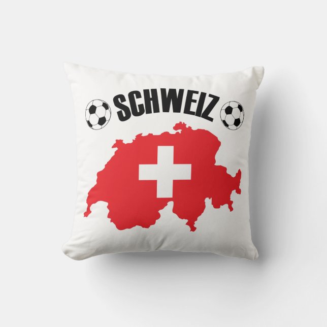 Schweiz Fussball Switzerland Map Throw Pillow (Front)