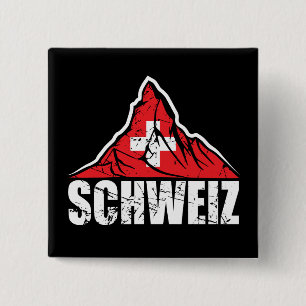 Schweiz Matterhorn Switzerland Vintage 2 Inch Square Button