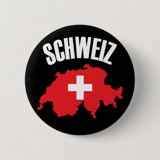 Schweiz Switzerland Map Flag 2 Inch Round Button (Front)