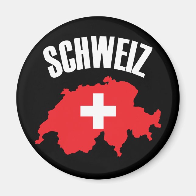 Schweiz Switzerland Map Flag Magnet (Front)