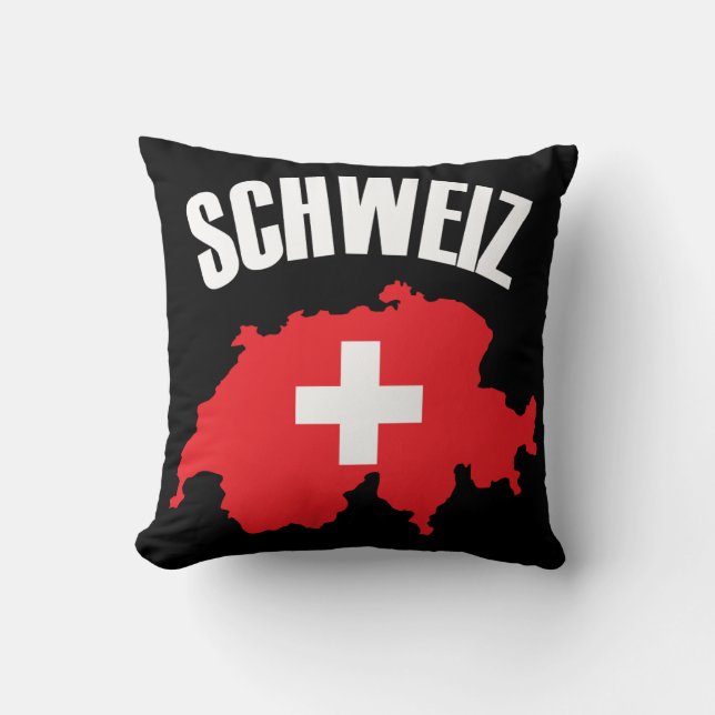 Schweiz Switzerland Map Flag Throw Pillow (Front)