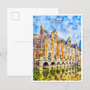Schwerin Germany vintage travel watercolor Postcard