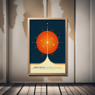 Sci-Fi Ad, Orange Atomic Clock, Deep Space Photo Print