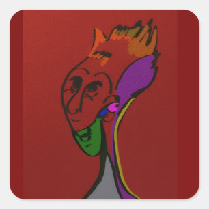 Sci-fi Alien Elder Leader Square Stickers