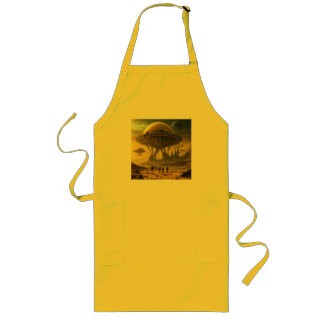 Sci-Fi Alien World View Planet Ufo Tower Long Apron
