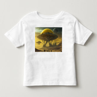 Sci-Fi Alien World View Planet Ufo Tower Toddler T-shirt